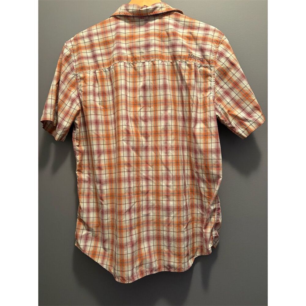 Marmot Men's Orange Plaid Short Sleeve Button-Up Shirt Size L - Picture 6 of 9